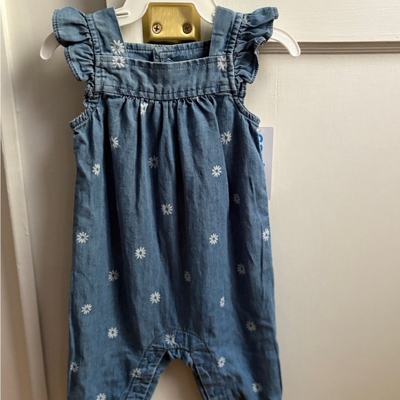 Carter's Denim Blue Floral Romper - Picture 1 of 3